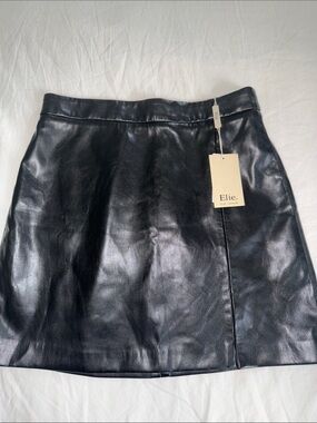 Elie Tahari Black Faux Leather Mini Skirt